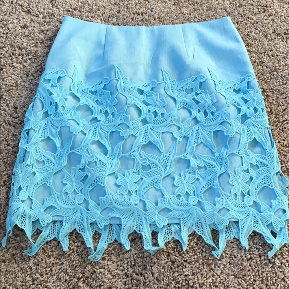🎉HP🎉Love Richie Blue Lace Career Pencil Skirt